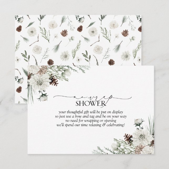 Carte D'accompagnement Élégante Fête des mariées À feuillage persistant h (Devant / Derrière)