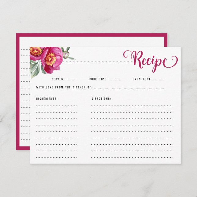 Carte D'accompagnement Élégante Fête des mariées de recette florale rose  (Devant / Derrière)
