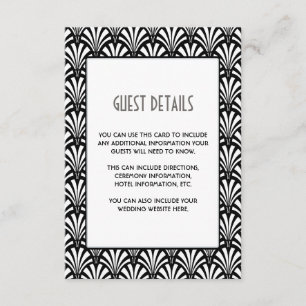 Carte D'accompagnement Elégante Gatsby Art Déco noir et blanc Information