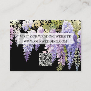 Carte D'accompagnement Elégante glycine d'aquarelle mauve douce code QR