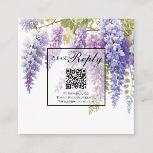 Carte D'accompagnement Elégante glycine d'aquarelle violet mariage de cod