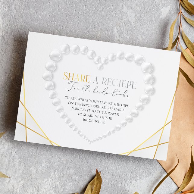 Carte D'accompagnement Elégante perles de coeur et Fête des mariées d'or  (Créateur téléchargé)