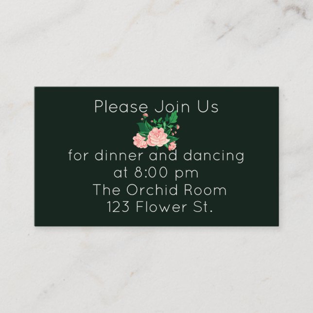 Carte D'accompagnement Elégante Réception De Camellia Rose (Devant)