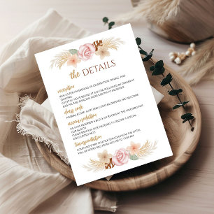 Carte D'accompagnement Elégante réception de mariage bohème et détails