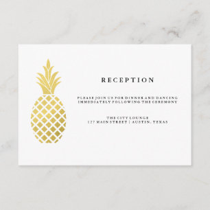 Carte D'accompagnement Elégante Réception de mariage d'ananas en or