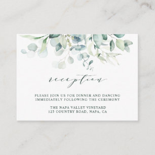 Carte D'accompagnement Elégante Réception de mariage de feuillage vert
