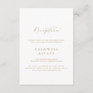 Carte D'accompagnement Elégante Réception De Mariage De Script Gold