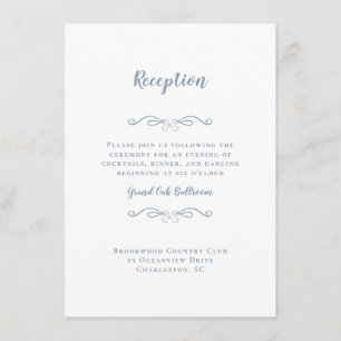 Carte D'accompagnement Elégante Réception De Mariage Dusty Bleu Chic