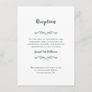 Carte D'accompagnement Elégante Réception De Mariage Emerald Green White