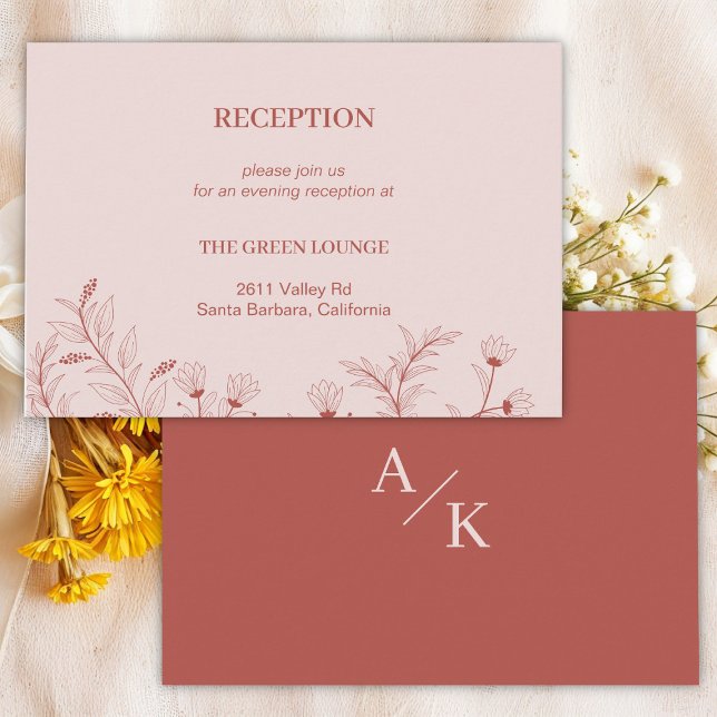 Carte D'accompagnement Elégante Réception de mariage Floral Boho (Créateur téléchargé)