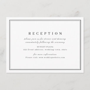 Carte D'accompagnement Elégante réception de mariage minimaliste noir bla