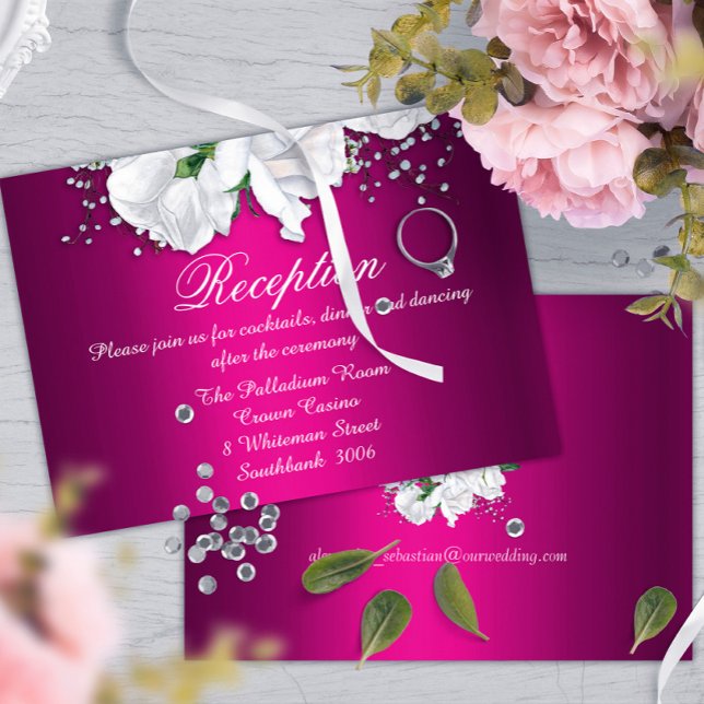 Carte D'accompagnement Elégante Réception De Mariage Rose Fuchsia (Créateur téléchargé)