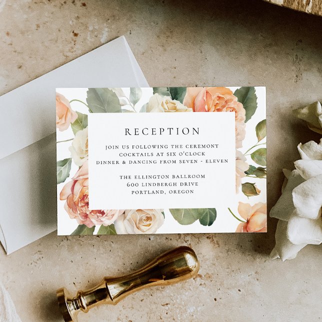 Carte D'accompagnement Elégante réception de mariage Rose Peach (Créateur téléchargé)