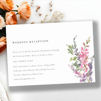 Carte D'accompagnement Elégante Réception de mariage végétal rose