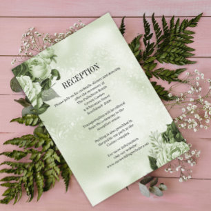 Carte D'accompagnement Elégante réception de Soie verte et mariage Rose