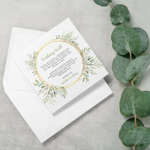 Carte D'accompagnement Élégante Réponse de Mariage avec Feuillage et Cadr