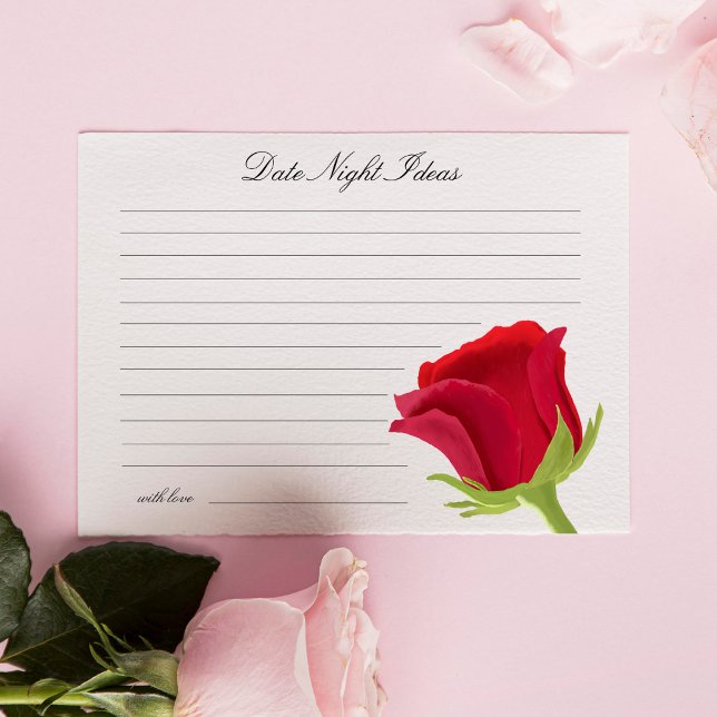 Carte D'accompagnement Elégante Rose rouge Fête des mariées Date Nuit Idé (Créateur téléchargé)