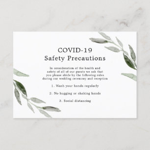 Carte D'accompagnement Élégante sécurité COVID-19 de mariage de feuille v
