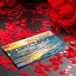 Carte D'accompagnement Elégante Sunset Beach Mariage Summer Website Card