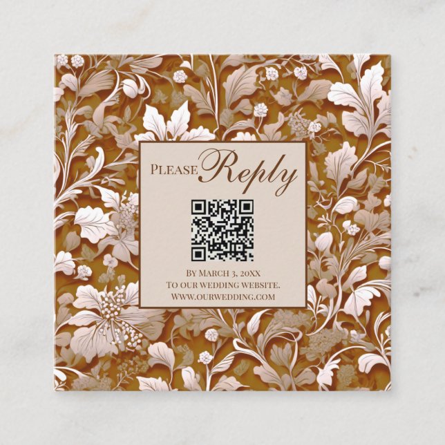 Carte D'accompagnement Elégante terre cuite victorienne blanc floral (Devant)