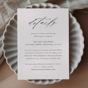 Carte D'accompagnement Élégante Typographie de Mariage Détails de Script