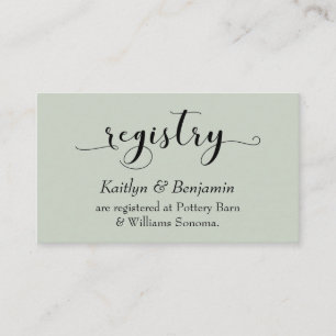 Carte D'accompagnement Élégante Typographie Sage Green Registre Mariage