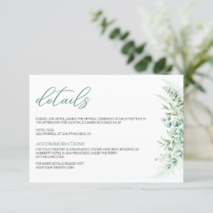 Carte D'accompagnement Elégante verdure Eucalyptus Feuille Mariage