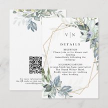 Élégante verdure vert et or Code QR de mariage