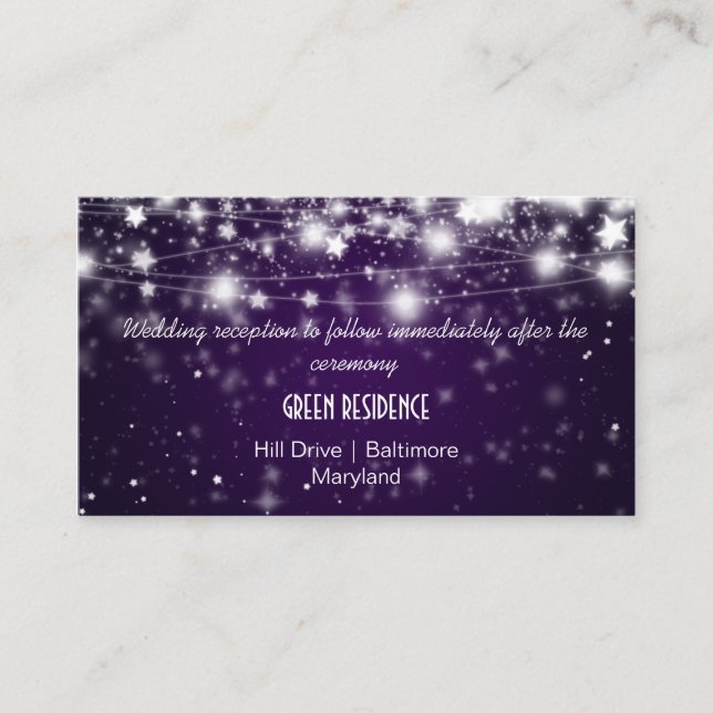 Carte D'accompagnement Élégantes Étoiles brillantes Mariage violet Insert (Devant)