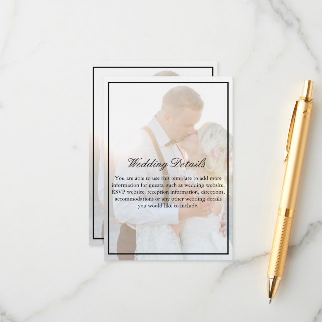 Carte D'accompagnement Élégantes Photos avec Superposition de Vélin Faux  (Devant/Arrière en situation)