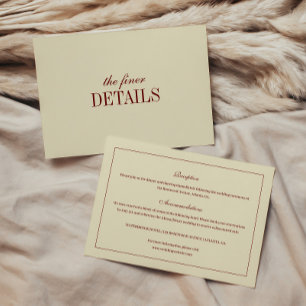 Carte D'accompagnement Élégants détails de mariage classiques ivoire et r