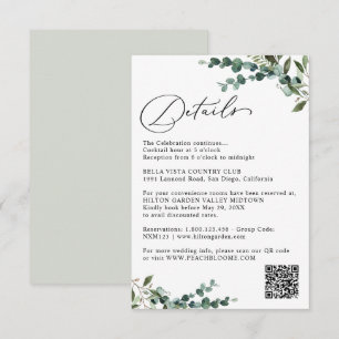 Carte D'accompagnement Élégants détails de mariage code QR de verdure bot