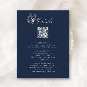 Carte D'accompagnement Élégants détails de mariage en calligraphie bleu m