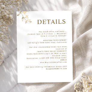 Carte D'accompagnement Élégants détails de mariage minimalistes blancs et