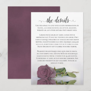 Carte D'accompagnement Élégants détails de mariage Rose Mauve Rose réfléc