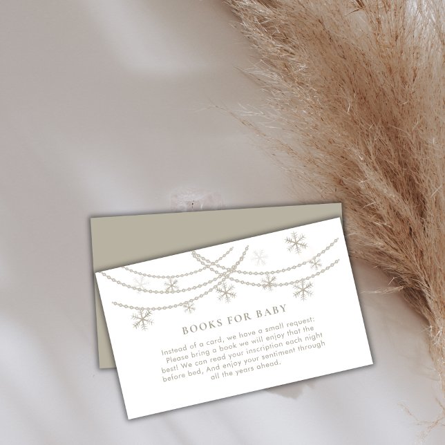 Carte D'accompagnement Élégants Snowflakes Livres d'hiver pour le Baby sh (Elegant Snowflakes Winter Books For Baby Shower Enclosure Card)