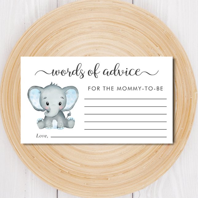 Carte D'accompagnement Elephant Baby Boy Shower Mots de conseil (Créateur téléchargé)