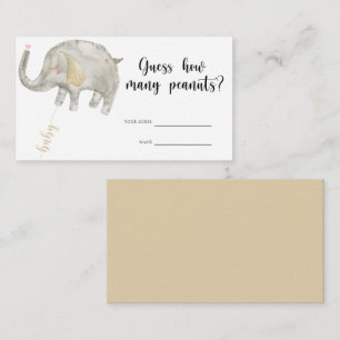 Carte D'accompagnement Eléphant - baby shower devinez combien d'arachides