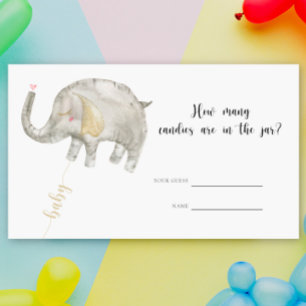Carte D'accompagnement Elephant - baby shower devinez combien de bonbons