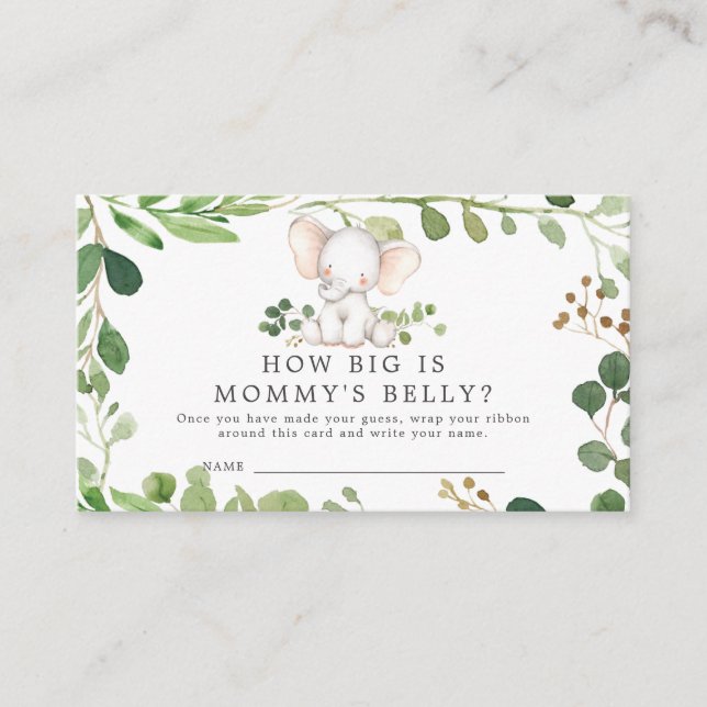 Carte D'accompagnement Elephant Baby shower Quelle est la taille de la ca (Devant)