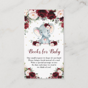 Carte D'accompagnement Elephant Burgundy Blush Floral Livres pour bébé