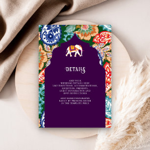 Carte D'accompagnement Éléphant d'art populaire indien Détails de mariage