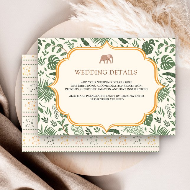 Carte D'accompagnement Éléphant de la forêt tropicale Détails de mariage  (Créateur téléchargé)