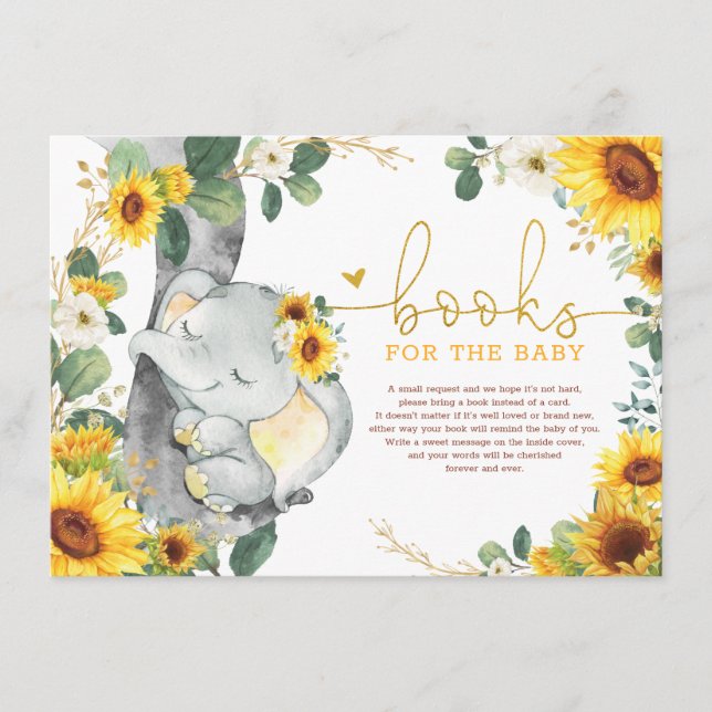 Carte D'accompagnement Eléphant de tournesol chic apporter un Baby shower (Devant)