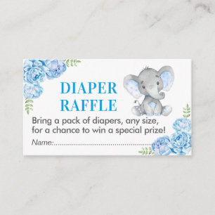 Carte D'accompagnement Elephant Diaper Raffle Billet Baby shower bleu gar