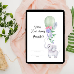Carte D'accompagnement Elephant et balon Devine combien d'arachides