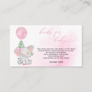 Carte D'accompagnement Elephant Green Balloon rose Livres pour bébé fille