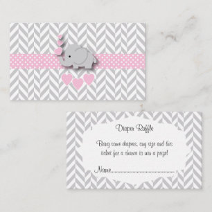 Carte D'accompagnement Eléphant gris rose 🐘 Baby shower Déchets Raffin