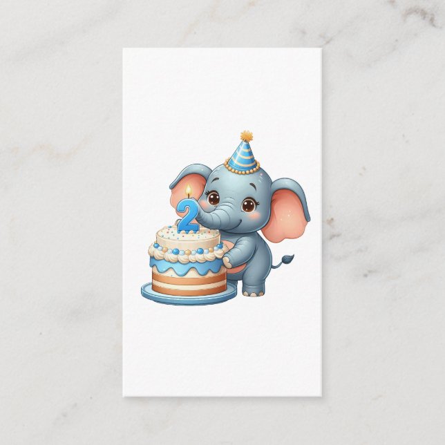 Carte D'accompagnement Éléphant Mignon 2ème Anniversaire (Devant)