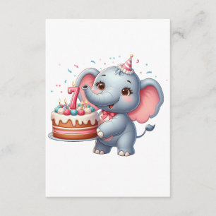Carte D'accompagnement Éléphant Mignon 7ème Anniversaire
